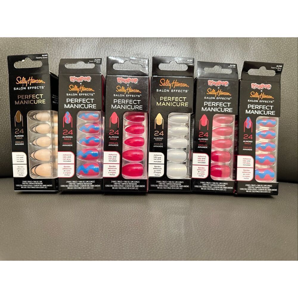 Sally Hansen 6 Sets of Almond Shaped Press On Nails New